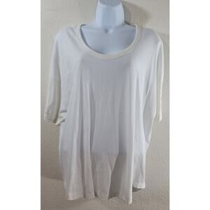 Athleta White Slub Knit Drop Shoulder Short Sleeve Top Medium Lightweight Soft